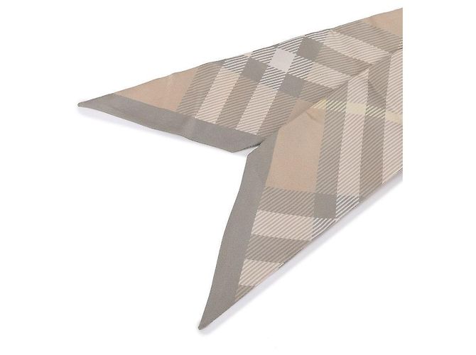 Burberry Bufanda de seda con estampado de cuadros delgada - vista 7
