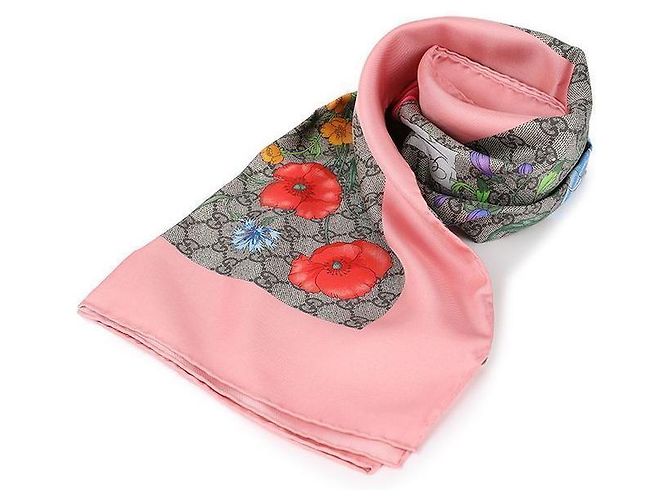 Gucci Seidenschal mit GG-Blumenmuster Pink - Ansicht 3