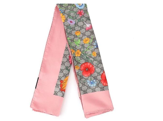 Gucci Seidenschal mit GG-Blumenmuster Pink - Ansicht 4