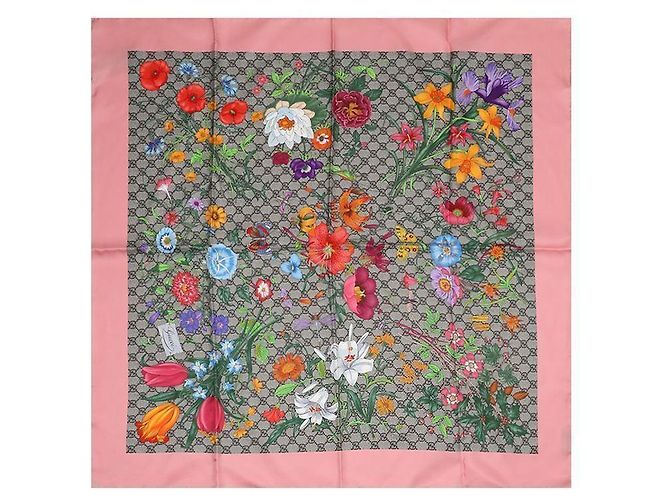 Gucci Seidenschal mit GG-Blumenmuster Pink - Ansicht 5