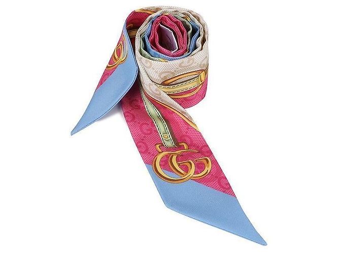 Gucci Belt Print Silk Neck Bow - view 4