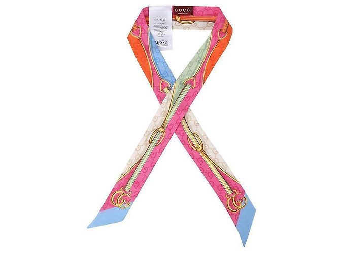 Gucci Belt Print Silk Neck Bow - view 5