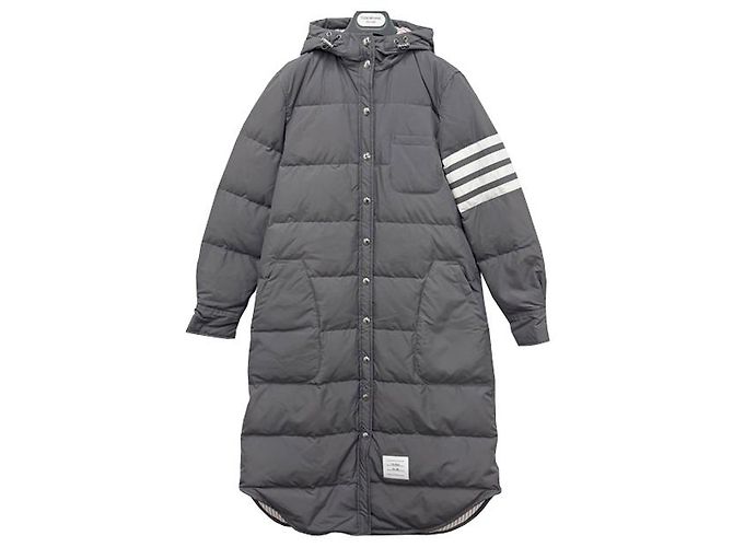 Thom Browne Casaco de pato de ganso ripstop militar diagonal cinza médio - vista 13