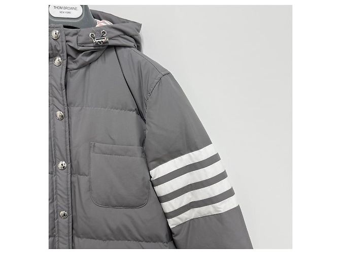 Thom Browne Casaco de pato de ganso ripstop militar diagonal cinza médio - vista 16