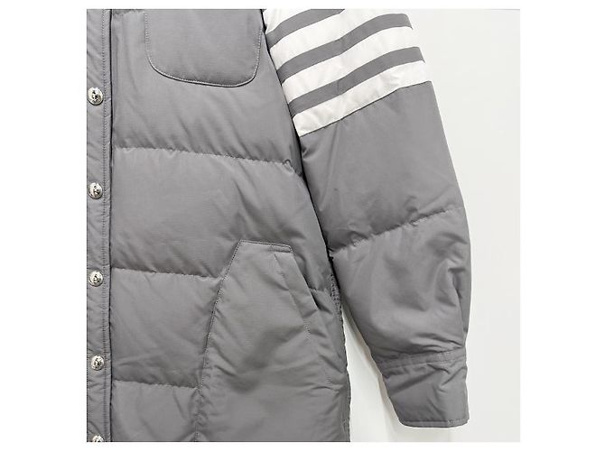 Thom Browne Casaco de pato de ganso ripstop militar diagonal cinza médio - vista 17