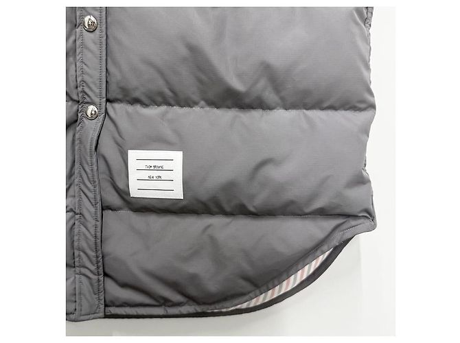 Thom Browne Casaco de pato de ganso ripstop militar diagonal cinza médio - vista 18