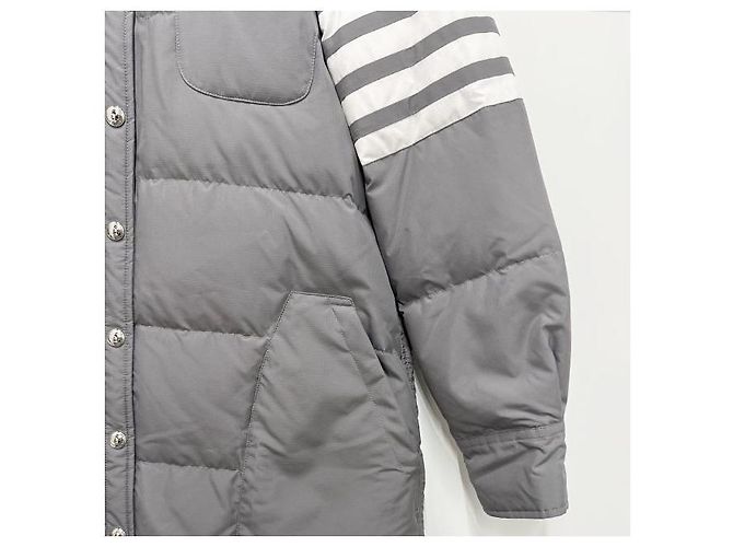 Thom Browne Casaco de pato de ganso ripstop militar diagonal cinza médio - vista 5