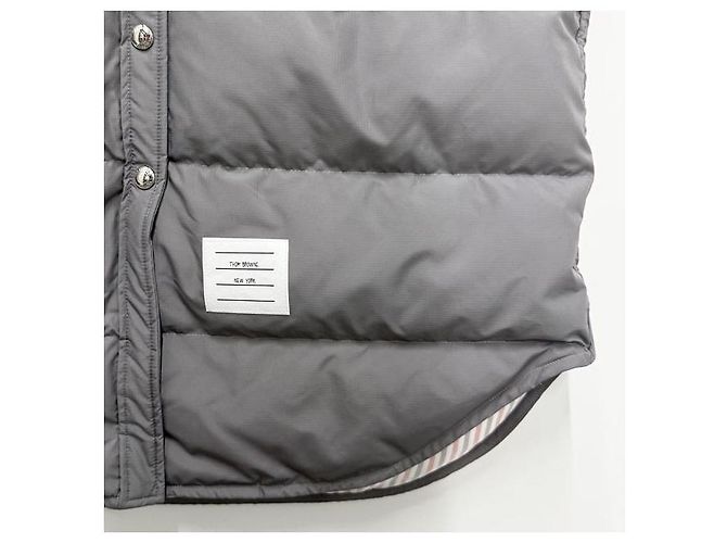 Thom Browne Casaco de pato de ganso ripstop militar diagonal cinza médio - vista 6