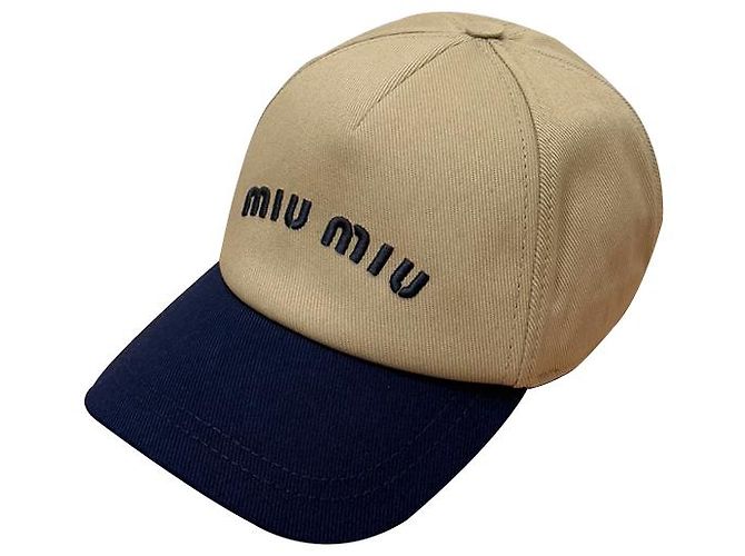 Miu Miu bestickte Logo-Drillkappe khaki königsblau - Ansicht 12