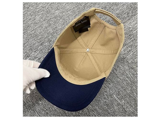 Miu Miu bestickte Logo-Drillkappe khaki königsblau - Ansicht 16
