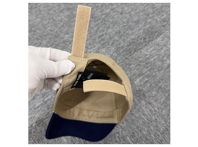 Miu Miu bestickte Logo-Drillkappe khaki königsblau - Ansicht 18
