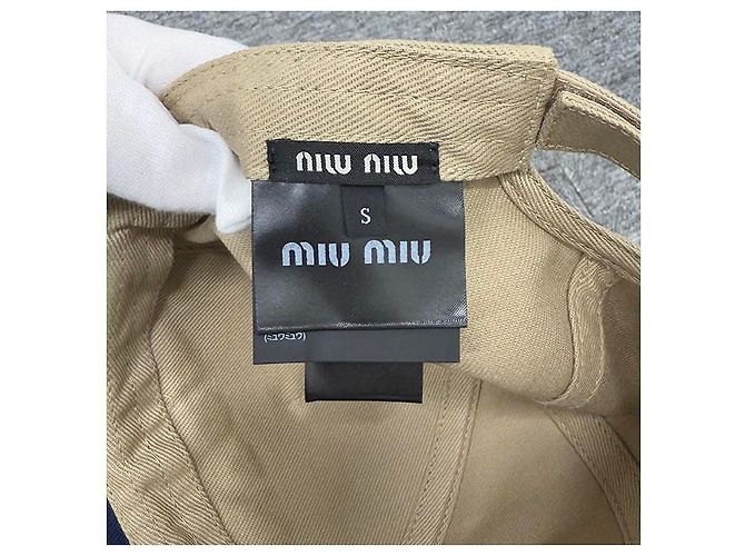 Miu Miu bestickte Logo-Drillkappe khaki königsblau - Ansicht 19