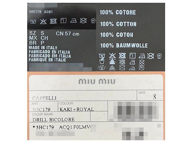 Miu Miu bestickte Logo-Drillkappe khaki königsblau - Ansicht 20