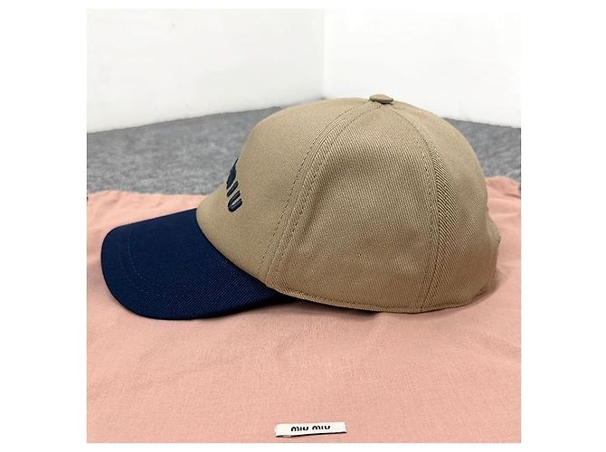 Miu Miu bestickte Logo-Drillkappe khaki königsblau - Ansicht 3