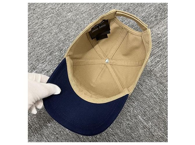 Miu Miu bestickte Logo-Drillkappe khaki königsblau - Ansicht 5