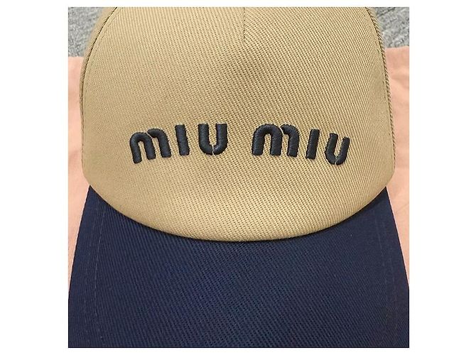 Miu Miu bestickte Logo-Drillkappe khaki königsblau - Ansicht 6