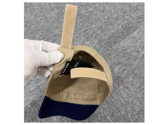 Miu Miu bestickte Logo-Drillkappe khaki königsblau - Ansicht 7