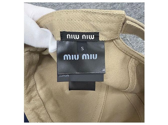 Miu Miu bestickte Logo-Drillkappe khaki königsblau - Ansicht 8