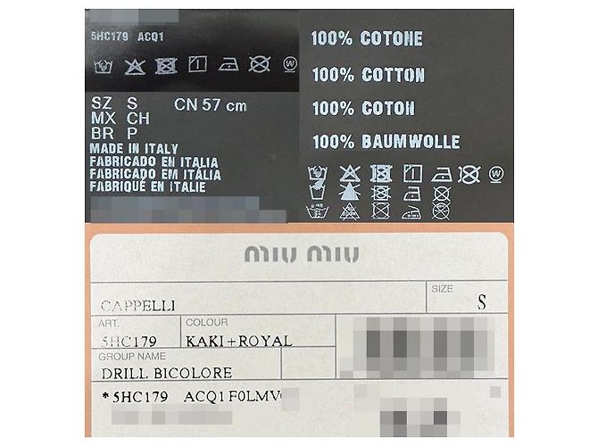 Miu Miu bestickte Logo-Drillkappe khaki königsblau - Ansicht 9