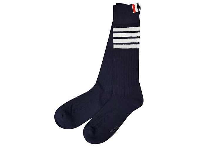 Calze a righe con tab Thom Browne Blu Navy - vista 11