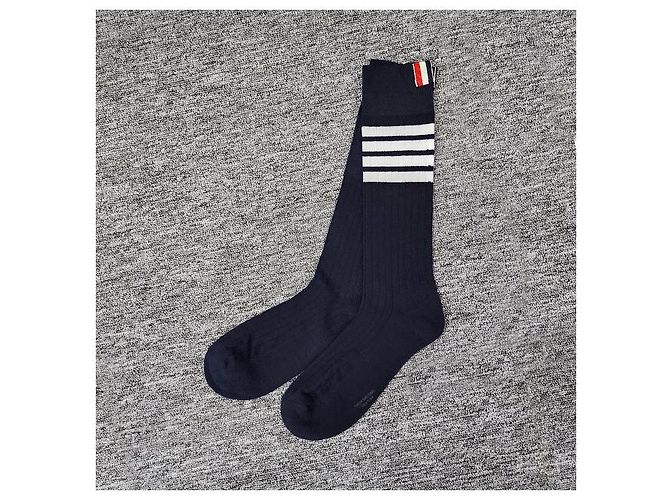 Calze a righe con tab Thom Browne Blu Navy - vista 13