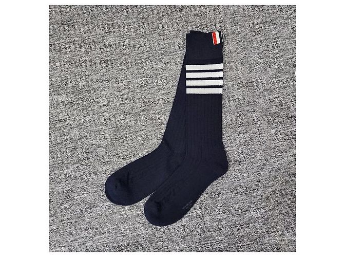 Calze a righe con tab Thom Browne Blu Navy - vista 3