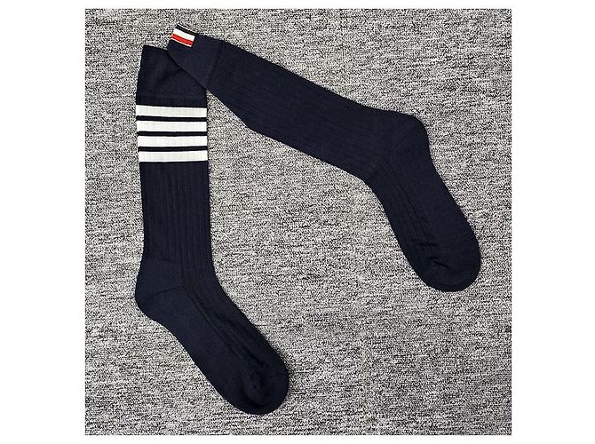 Calze a righe con tab Thom Browne Blu Navy - vista 5