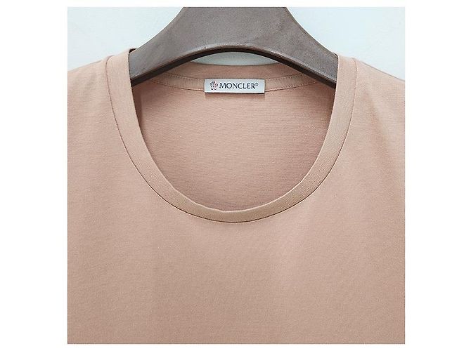 Moncler Camiseta de jersey de algodão com mangas curtas e patch de logo Rosa - vista 13