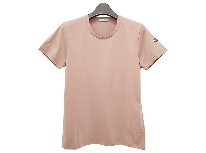 Moncler Camiseta de jersey de algodão com mangas curtas e patch de logo Rosa - vista 9
