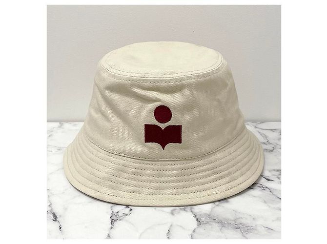 Isabel Marant Cappello bucket logo HALEY Ecru Timbro rosso: ECRD - vista 11