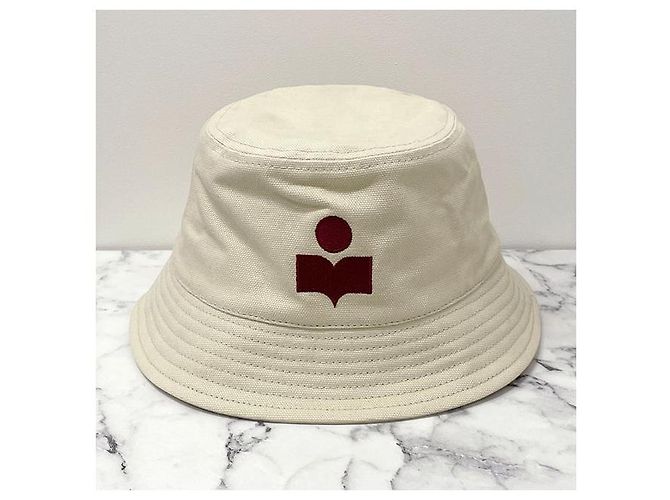 Isabel Marant Cappello bucket logo HALEY Ecru Timbro rosso: ECRD - vista 2