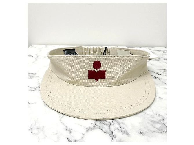 Isabel Marant Tyry Logo Visor Cap Ecru Rot - Ansicht 12