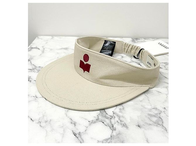 Isabel Marant Tyry Logo Visor Cap Ecru Rot - Ansicht 13