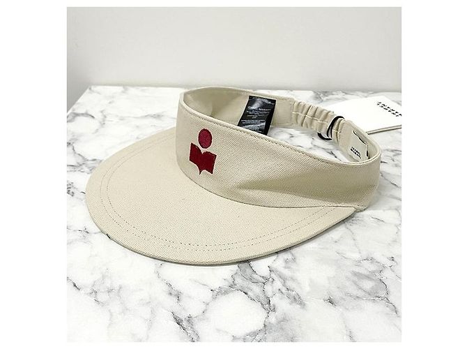 Isabel Marant Tyry Logo Visor Cap Ecru Rot - Ansicht 3