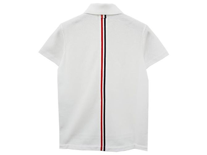 Thom Browne Polo Branco com Listras e Logo Clássico nas Costas - vista 14