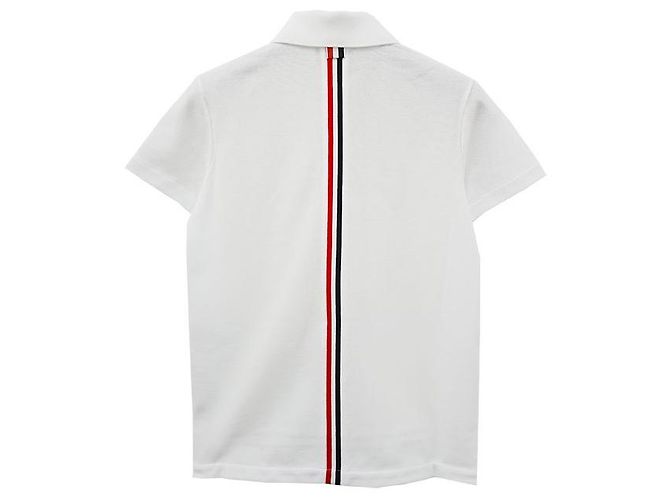 Thom Browne Polo Branco com Listras e Logo Clássico nas Costas - vista 3