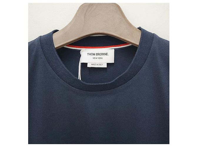 Thom Browne Hector Logo Kurzarm-T-Shirt Marineblau - Ansicht 14