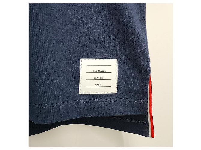 Thom Browne Hector Logo Kurzarm-T-Shirt Marineblau - Ansicht 15