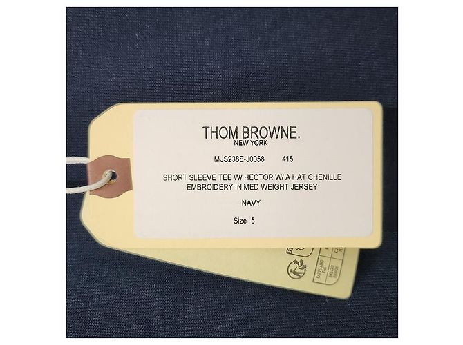 Thom Browne Hector Logo Kurzarm-T-Shirt Marineblau - Ansicht 18