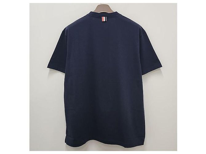 Thom Browne Hector Logo Kurzarm-T-Shirt Marineblau - Ansicht 2