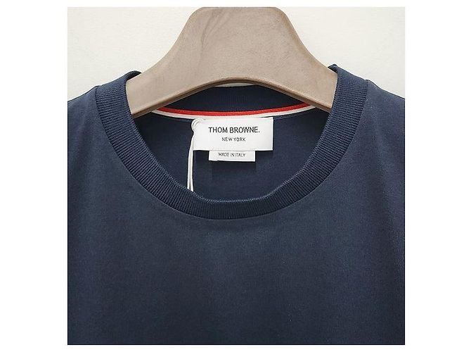 Thom Browne Hector Logo Kurzarm-T-Shirt Marineblau - Ansicht 4