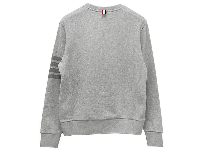 Thom Browne Relaxed Fit Terry Sweatshirt mit Diagonalstreifen in Pastellgrau Braun - Ansicht 12