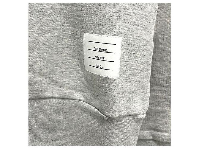 Thom Browne Relaxed Fit Terry Sweatshirt mit Diagonalstreifen in Pastellgrau Braun - Ansicht 15
