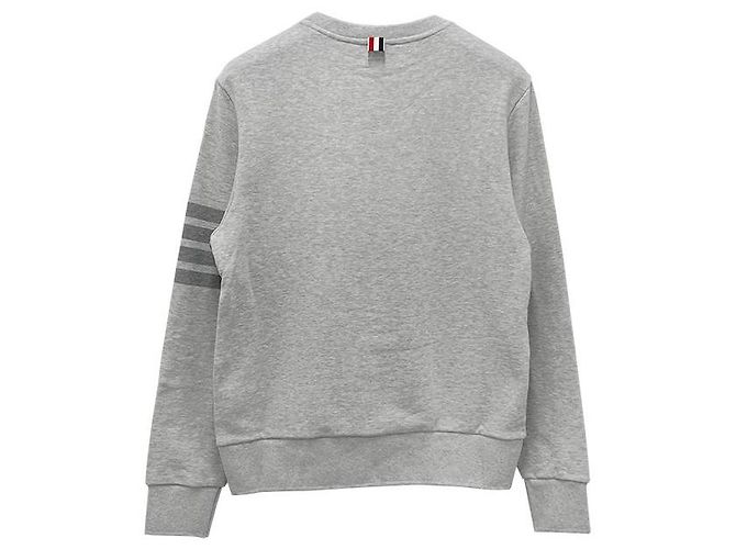 Thom Browne Relaxed Fit Terry Sweatshirt mit Diagonalstreifen in Pastellgrau Braun - Ansicht 3