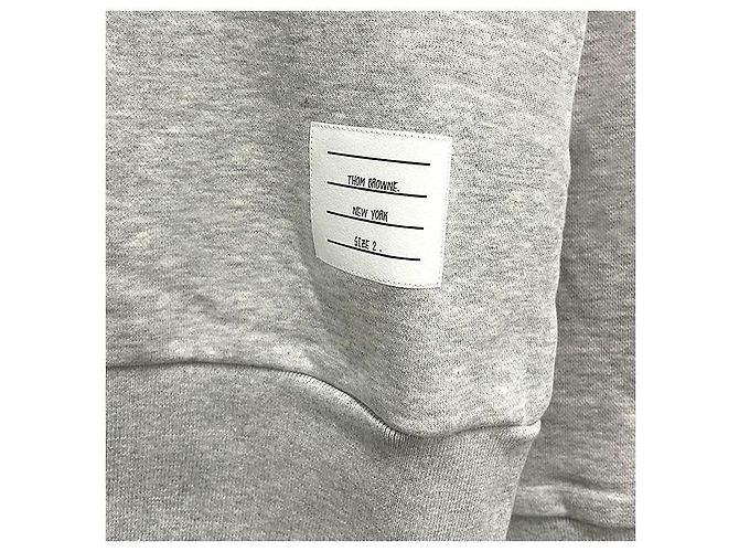 Thom Browne Relaxed Fit Terry Sweatshirt mit Diagonalstreifen in Pastellgrau Braun - Ansicht 6