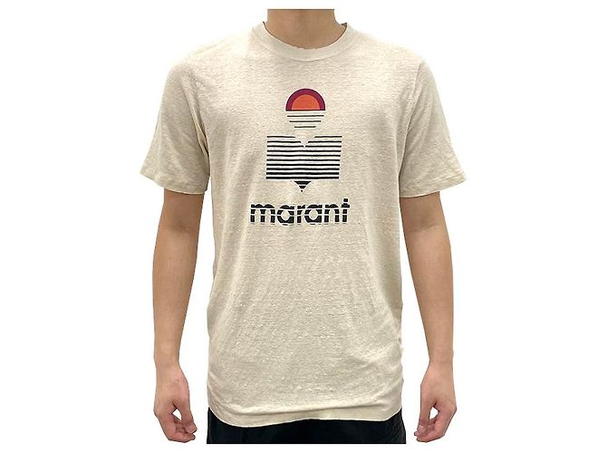 Isabel Marant KARMAN Logo T-Shirt mit kurzen Ärmeln Ecru Weiß - Ansicht 9