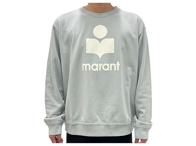 Isabel Marant MIKOY Samt-Logo-Sweatshirt Hellblau Ecru LUEC - Ansicht 10