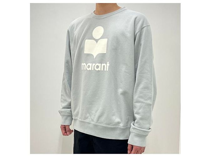 Isabel Marant MIKOY Samt-Logo-Sweatshirt Hellblau Ecru LUEC - Ansicht 11