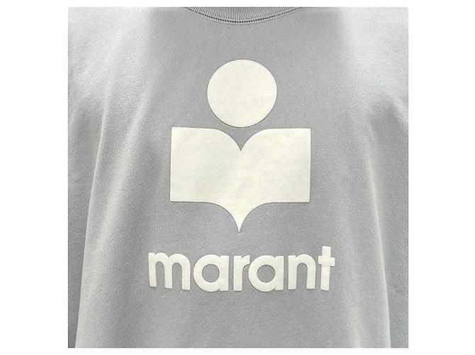 Isabel Marant MIKOY Samt-Logo-Sweatshirt Hellblau Ecru LUEC - Ansicht 14