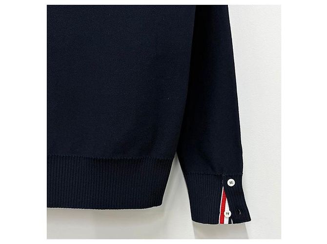 Thom Browne Hector Cardigan mit diagonalen Streifen, lockere Passform, marineblau - Ansicht 10
